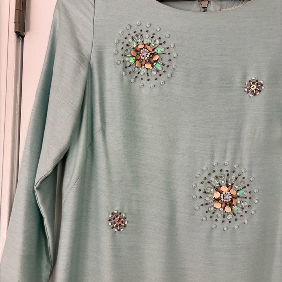 Boden Light Blue Embroidered Long Sleeve Dress - Picture 2 of 9